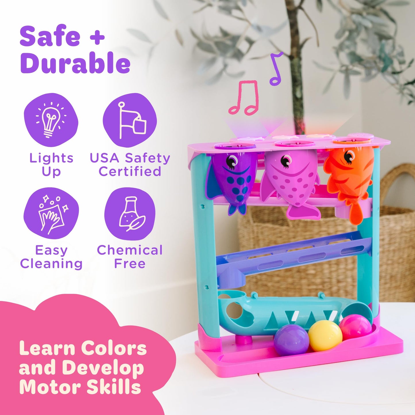 Move2Play, Feed The Fish, Interactive Toy for 1+ Year Olds, 6 to 12 Months, Baby Toy, Birthday Gift for Girls, 9-12 Months, 6 7