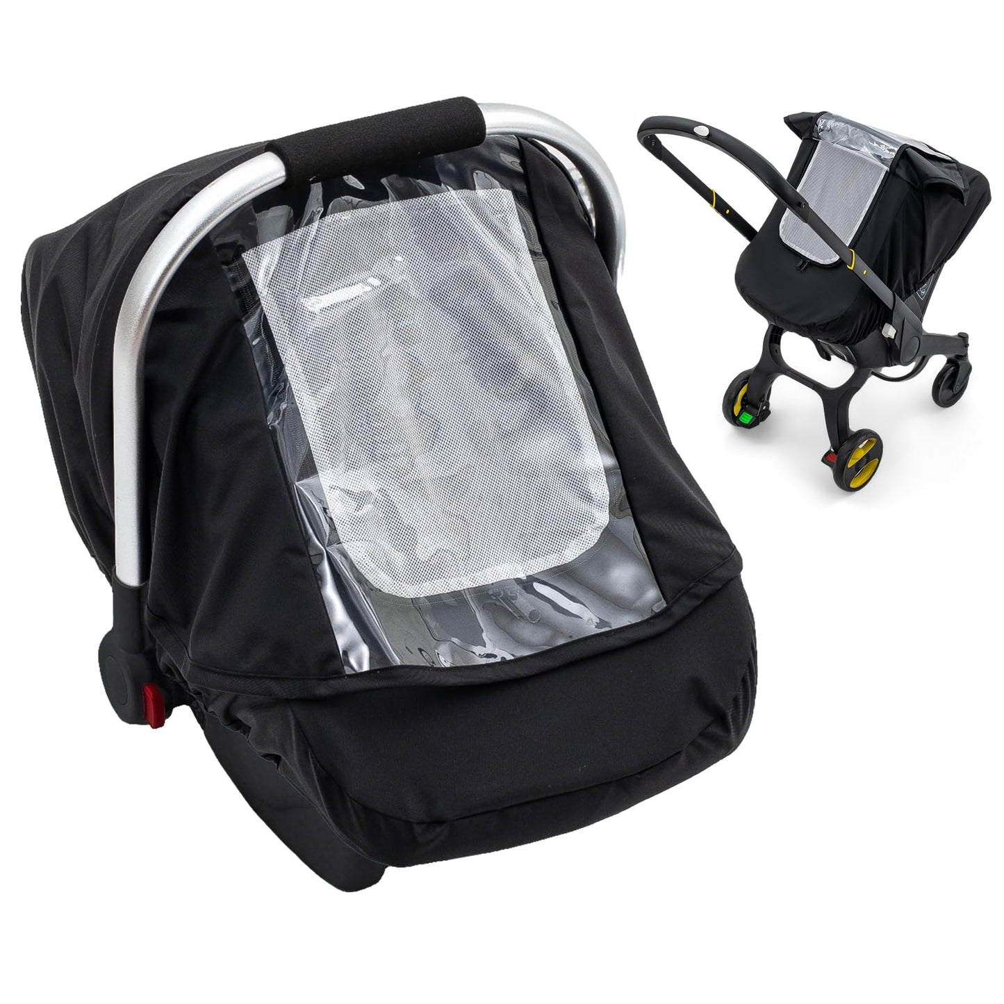 Waterproof Baby Car Seat Cover, Infant Car Seat Rain Cover with Clear Window & Breathable Mesh, Universal Baby Carrier Cover wit