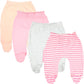 123 Bear Baby Soft Cotton Spandex Pants with Feet Multipack (Pink A 4pk, 3-6 Months)