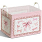 Pink Bow Foldable Storage Box, Waterproof Toy and Clothes Storage Box for Nursery Room, Pink Cute Bow Decorative Fabric Basket f
