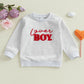 Karuedoo Toddler Baby Boy Girl Valentines Day Clothes Letter Print Crewneck Sweatshirt Long Sleeve Shirts Top Spring Outfit (A-G