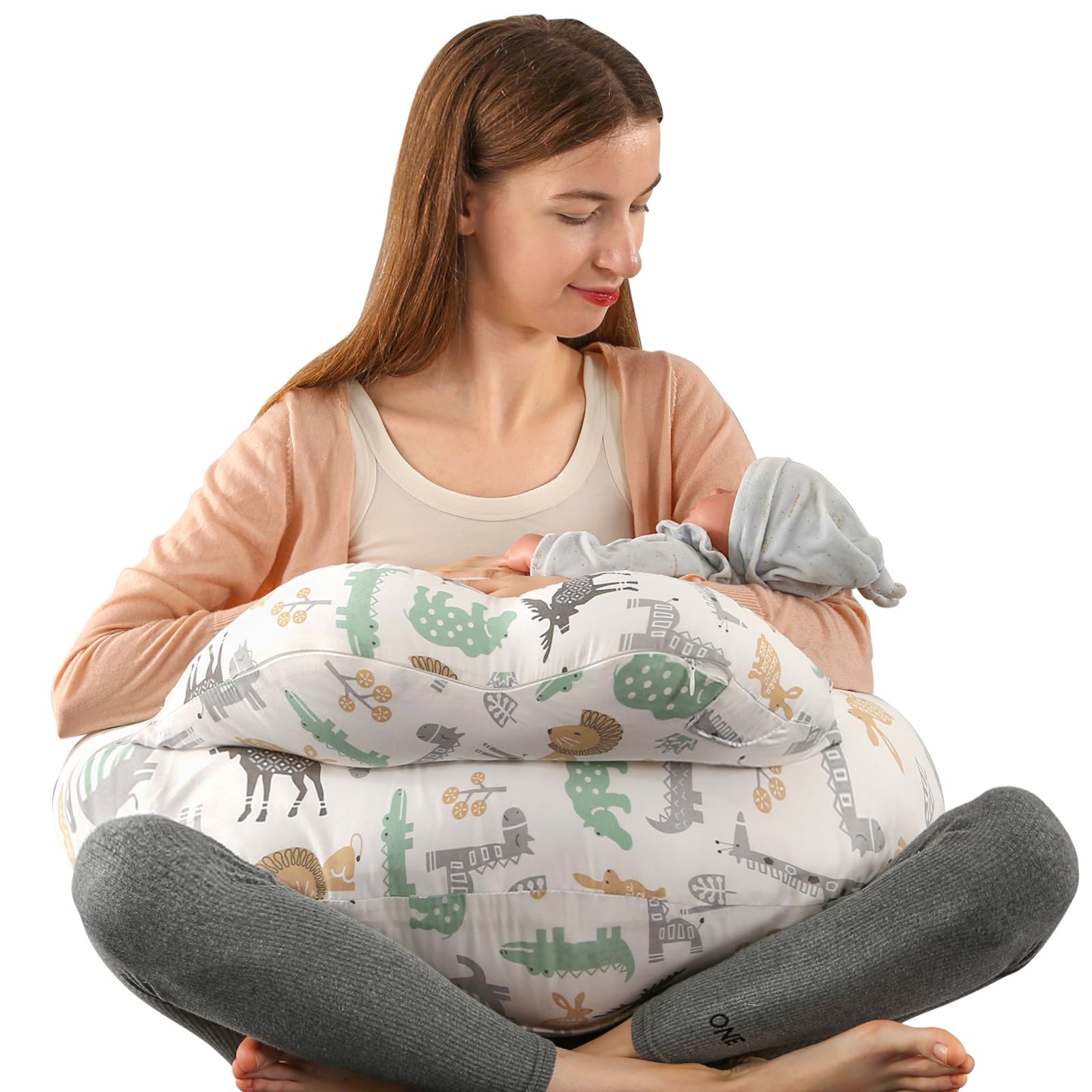 Battop Nursing Pillow For Breastfeeding,Bottle Feeding,Plus Size Breastfeeding Pillows With Adjustable Waist Strap Removable Cov