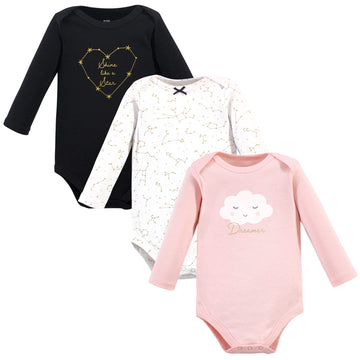 Hudson Baby Unisex Baby Cotton Long-Sleeve Bodysuits, Dreamer, 3-6 Months