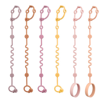 Littlehugs Toy Straps For Baby, 6Pcs Adjustable Toy Holder For Stroller Accessories, Silicone Baby Tether Pacifier Clip, No Thro