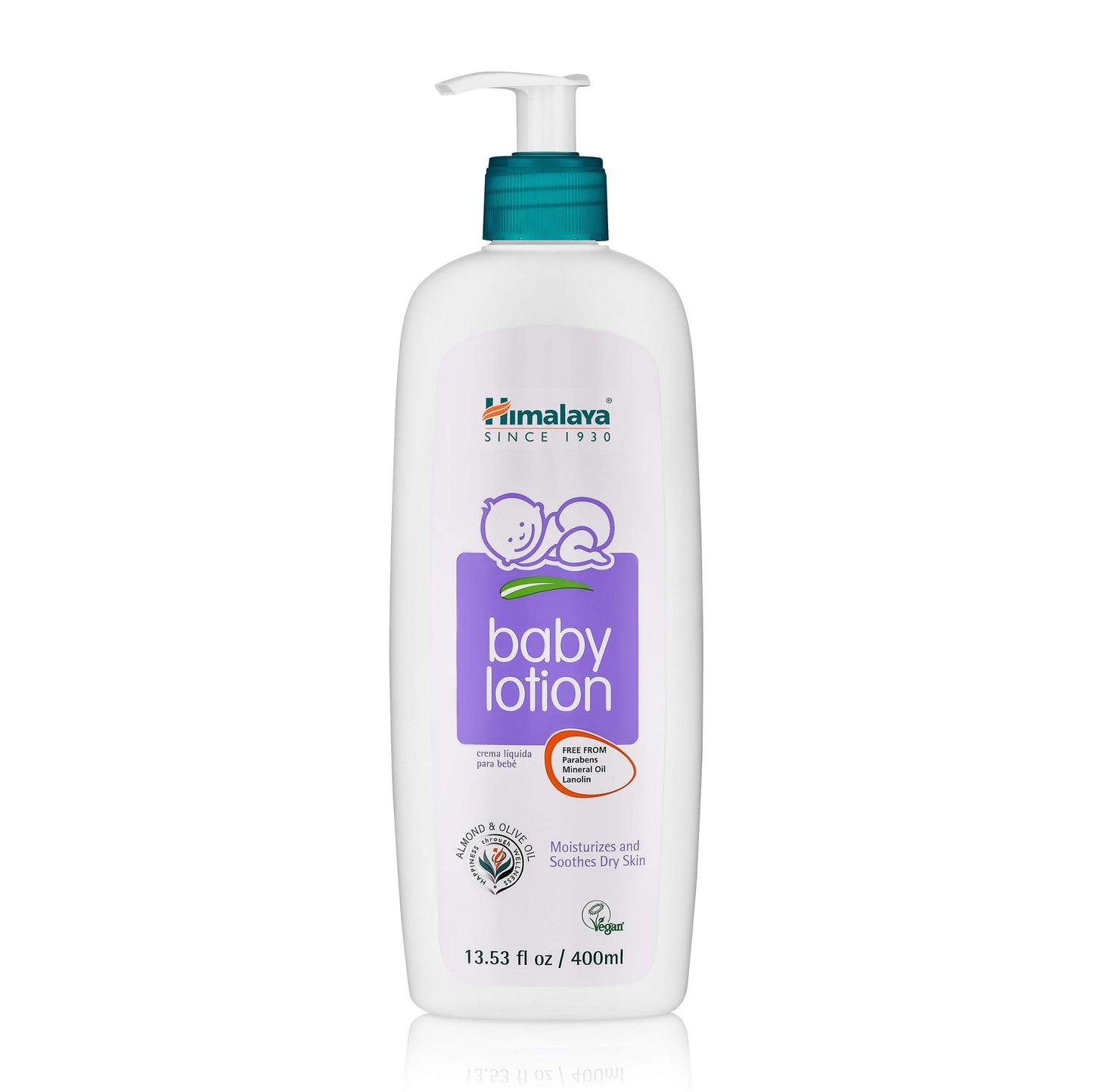 Himalaya Baby Lotion With Olive Oil And Almond Oil, Free From Parabens, Mineral Oil & Lanolin, Dermatologist Tested, 13.53 Oz (4