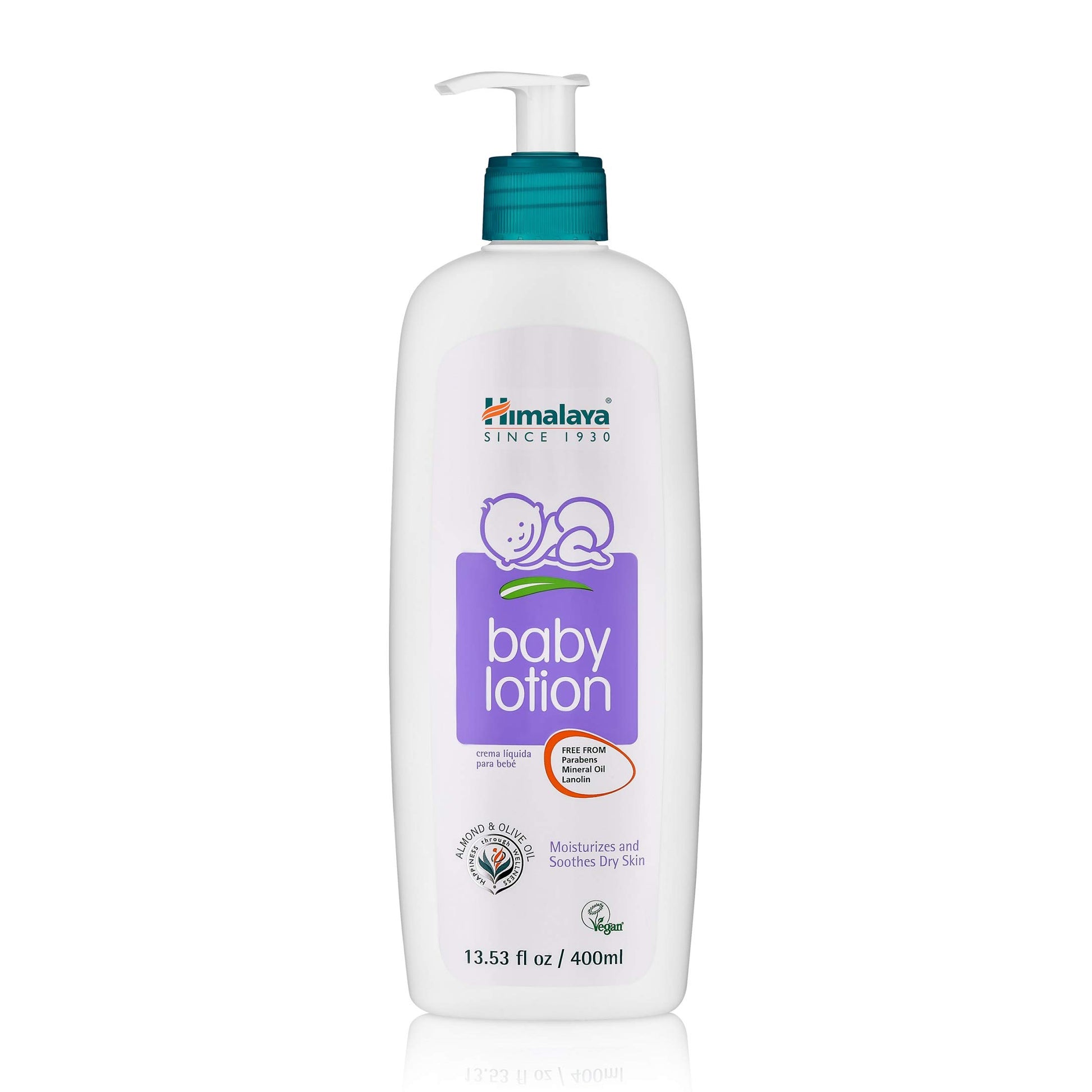 Himalaya Baby Lotion With Olive Oil And Almond Oil, Free From Parabens, Mineral Oil & Lanolin, Dermatologist Tested, 13.53 Oz (4