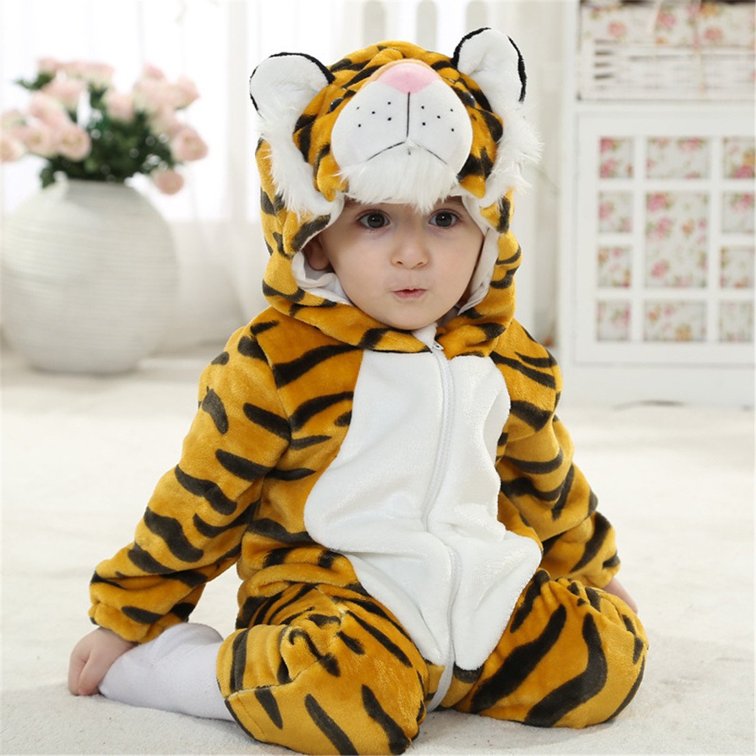 Qzerplay Unisex Baby Halloween Costumes Cartoon Outfit Homewear Tiger 100