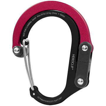 Gear Aid Heroclip Carabiner Clip And Hook (Small) For Purse, Stroller, And Backpack, Black & Red