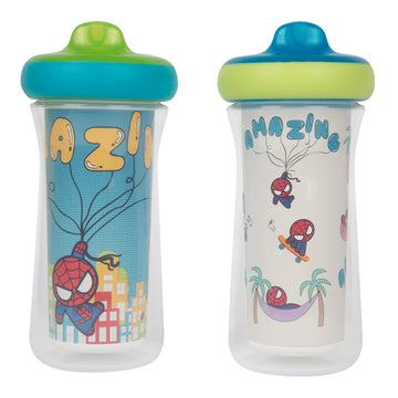 The First Years Marvel Insulated Sippy Cups - Spill Proof Insulated Toddler Cups With Bite-Resistant Hard Spout - 9 Ounces - 2 C