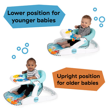 Baby Einstein Unisex Sea Of Support 2 In 1 Sit Up Floor Seat With Soft Seat Pad, Store Tray, And Sea Of Sensory Details, Multico