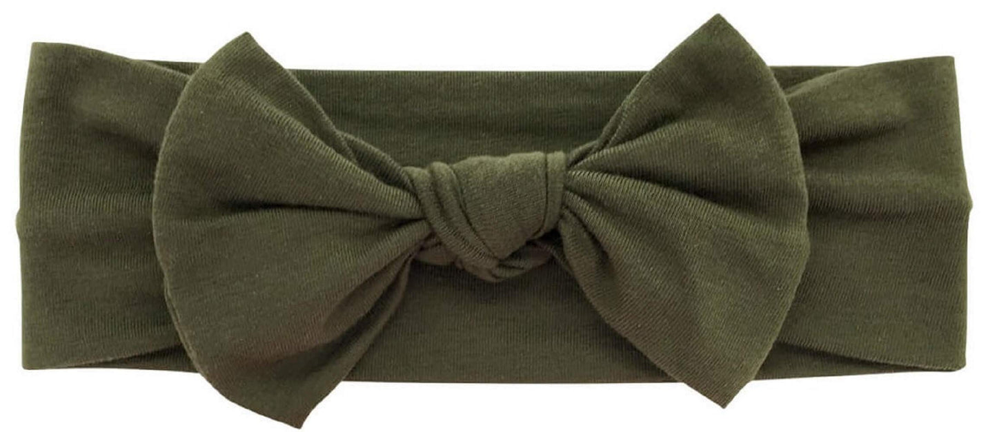 Babygiz Baby Girl Headbands-Infant,Toddler Cotton Handmade Hairbands With Bows Child Hair Accessories (Khaki Green)