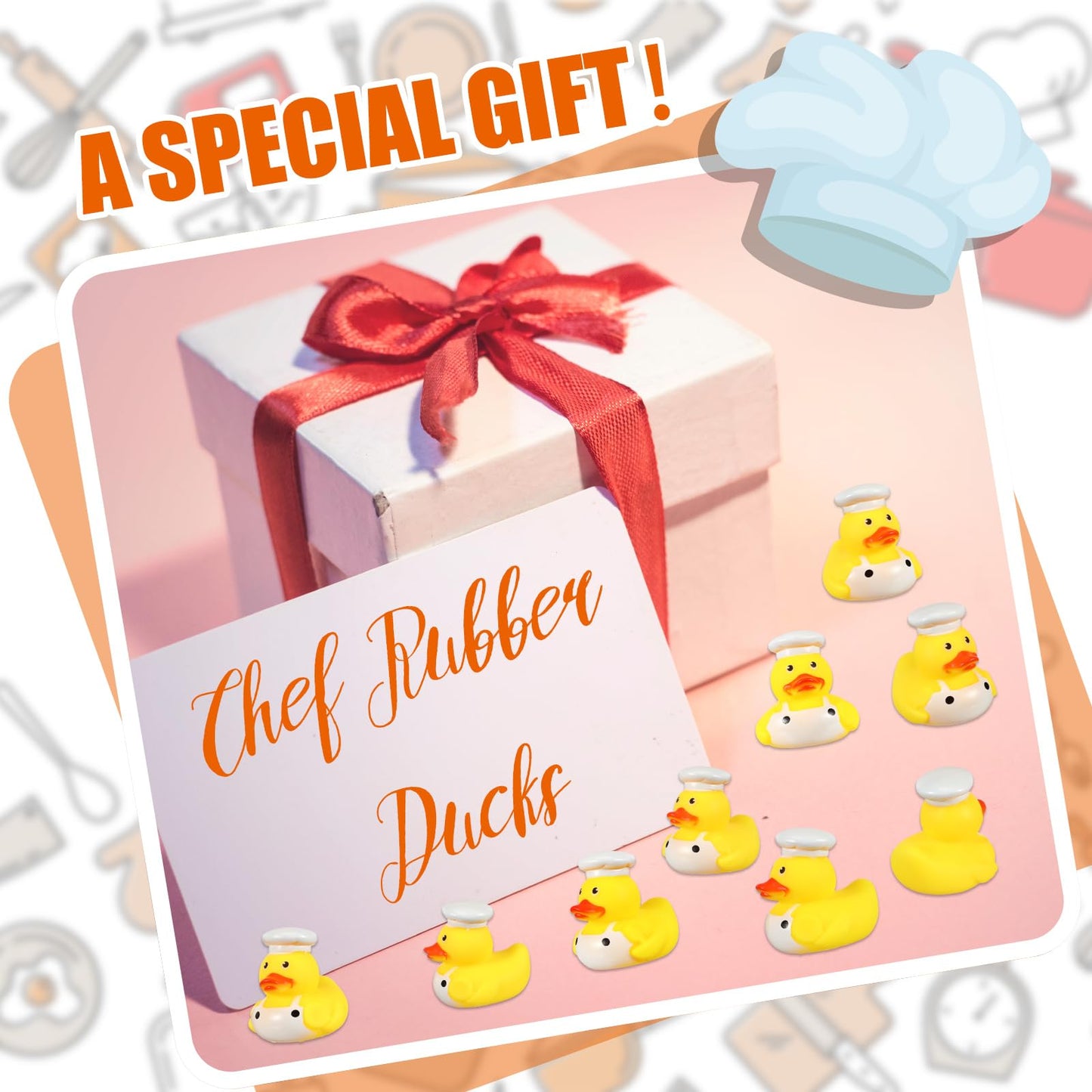 Sotiff 24 Pcs Rubber Ducks 2 Inch Cool Rubber Ducky Bath for Party Favors Birthday Party Gifts Beach Summer Bath Tub Pool (Chef