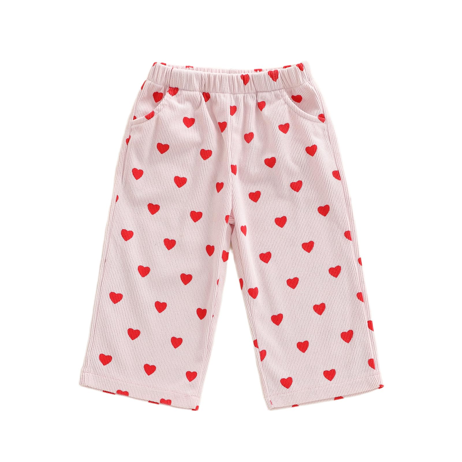 Sasaerucure Toddler Baby Girl Valentines Day Pants Heart Printed Corduroy Long Pants Trousers Bottoms (Pink, 2-3 Years)