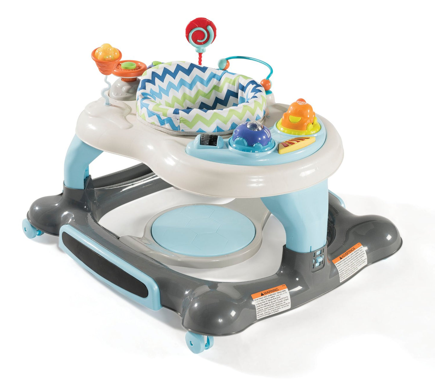 Storkcraft 3-In-1 Activity Walker And Rocker With Jumping Board Feeding Tray, Interactive Toy Tray For Toddlers Infants, Blue/Gr