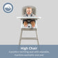 Chicco Stack Hi-Lo 6-In-1 Multi-Use Convertible High Chair, Reclining High Chair For Babies And Toddlers Easy-Clean Baby Booster
