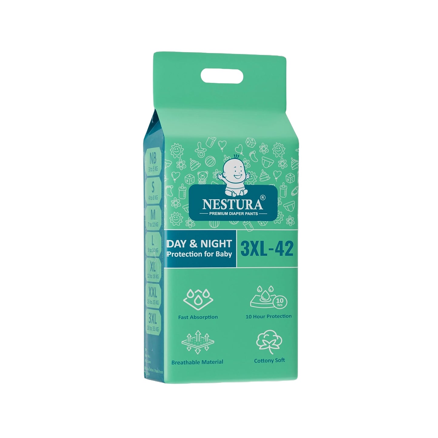 Nestura Baby Diaper Pants Triple Xl (Xxxl), 42 Count, (1835 Kg)