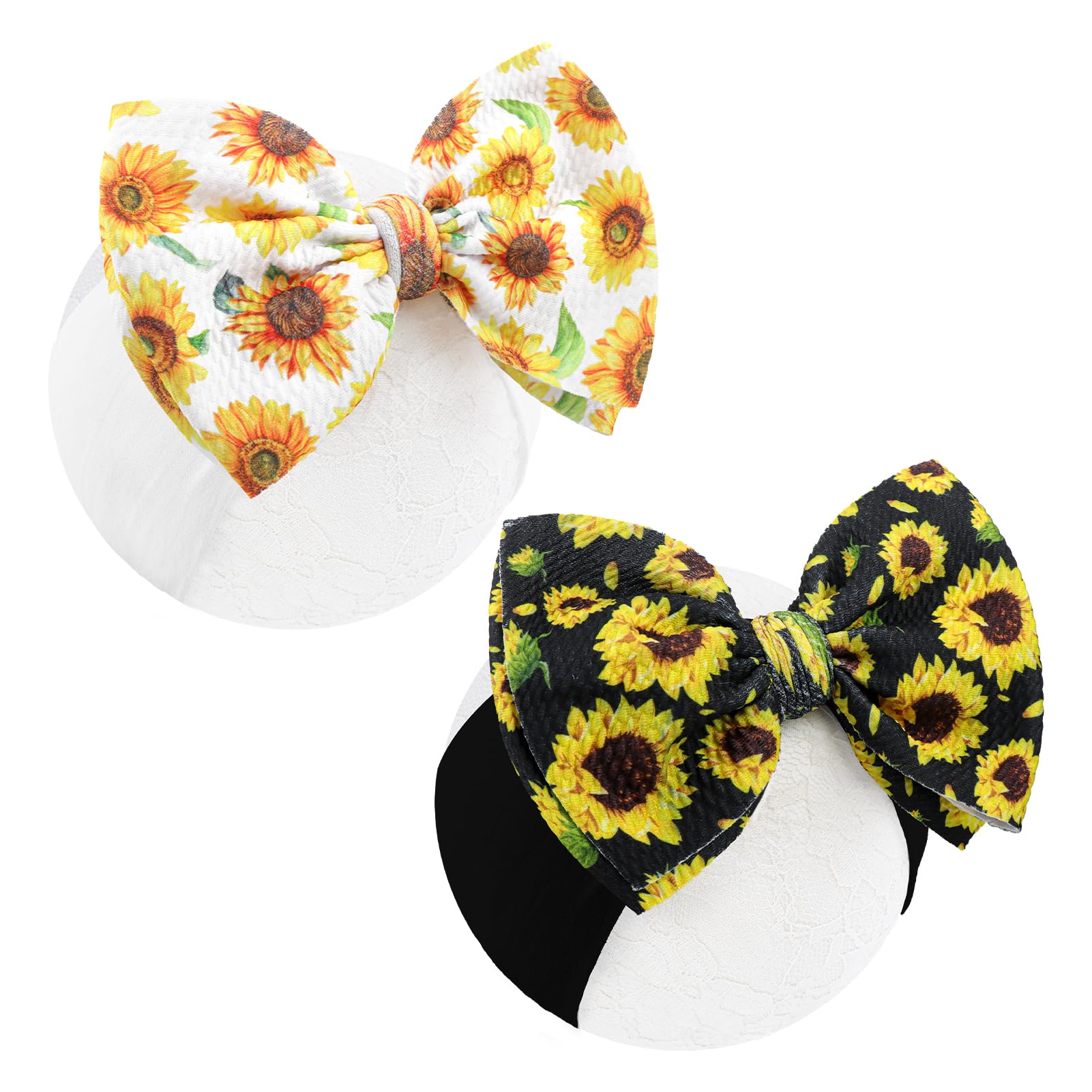 ONENINEDREAM 2 Pcs 6 Yellow Bows for Baby Girls Sunflower Girl Headbands Summer Outfits Hair Accessories for Newborn Infant Todd