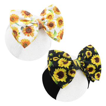 ONENINEDREAM 2 Pcs 6 Yellow Bows for Baby Girls Sunflower Girl Headbands Summer Outfits Hair Accessories for Newborn Infant Todd