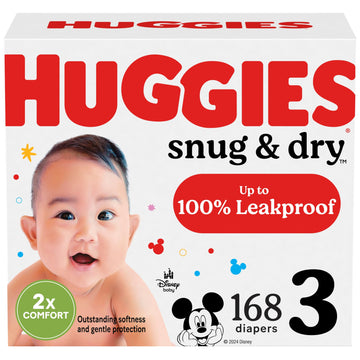 Huggies Size 3 Diapers, Snug & Dry Baby Diapers, Size 3 (16-28 Lbs), 168 Count, Packaging May Vary