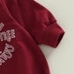 Fybitbo My First Christmas Baby Girl Boy Outfit Sweatshirt Romper Sweater Onesie Long Sleeve Bodysuit Fall Clothes (Red Farm Fre