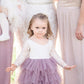 2Bunnies Girl Peony Lace Back A-Line Tiered Tutu Tulle Flower Girl Dress (Mauve Long Sleeve Maxi, 2T)