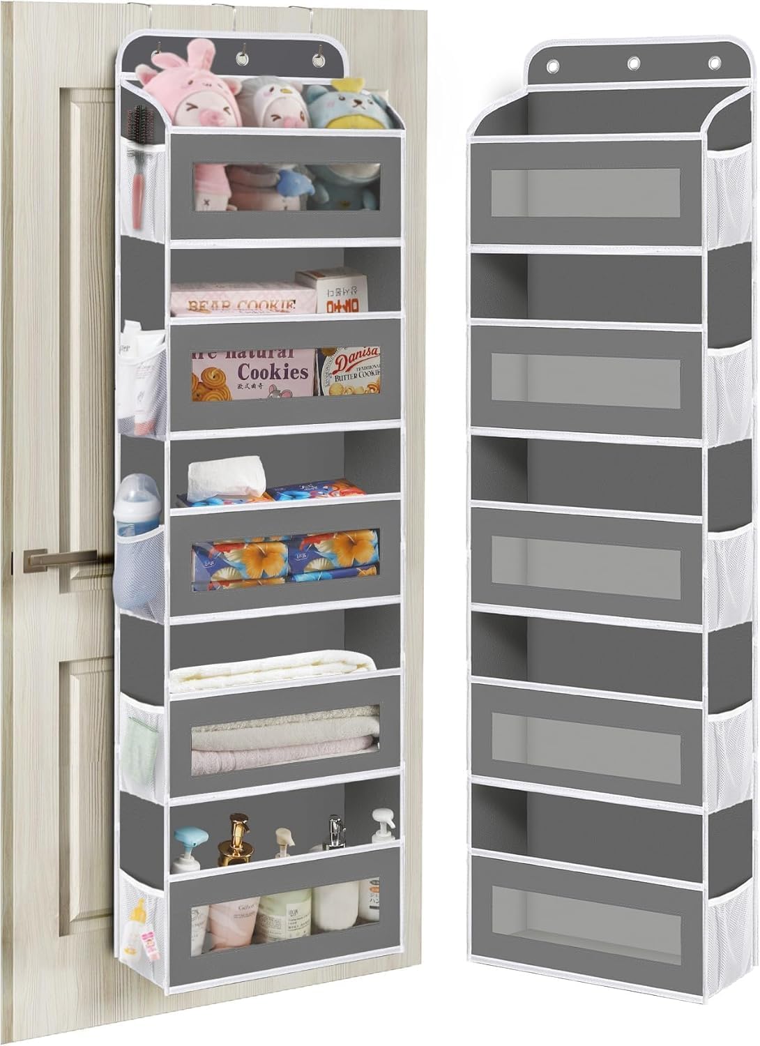 Qolixs Over The Door Organizer Storage, 44lbs Weight Capacity Hanging Door Organizer, Behind Door Organizer with 5 Large Pockets
