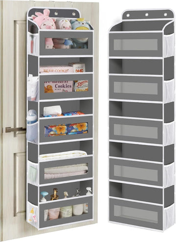 Qolixs Over The Door Organizer Storage, 44lbs Weight Capacity Hanging Door Organizer, Behind Door Organizer with 5 Large Pockets