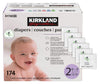 Kirkland Signature Diapers Size 2 (12Lbs - 18 Lbs) 174 Count W/ Exclusive Health And Outdoors Wipes