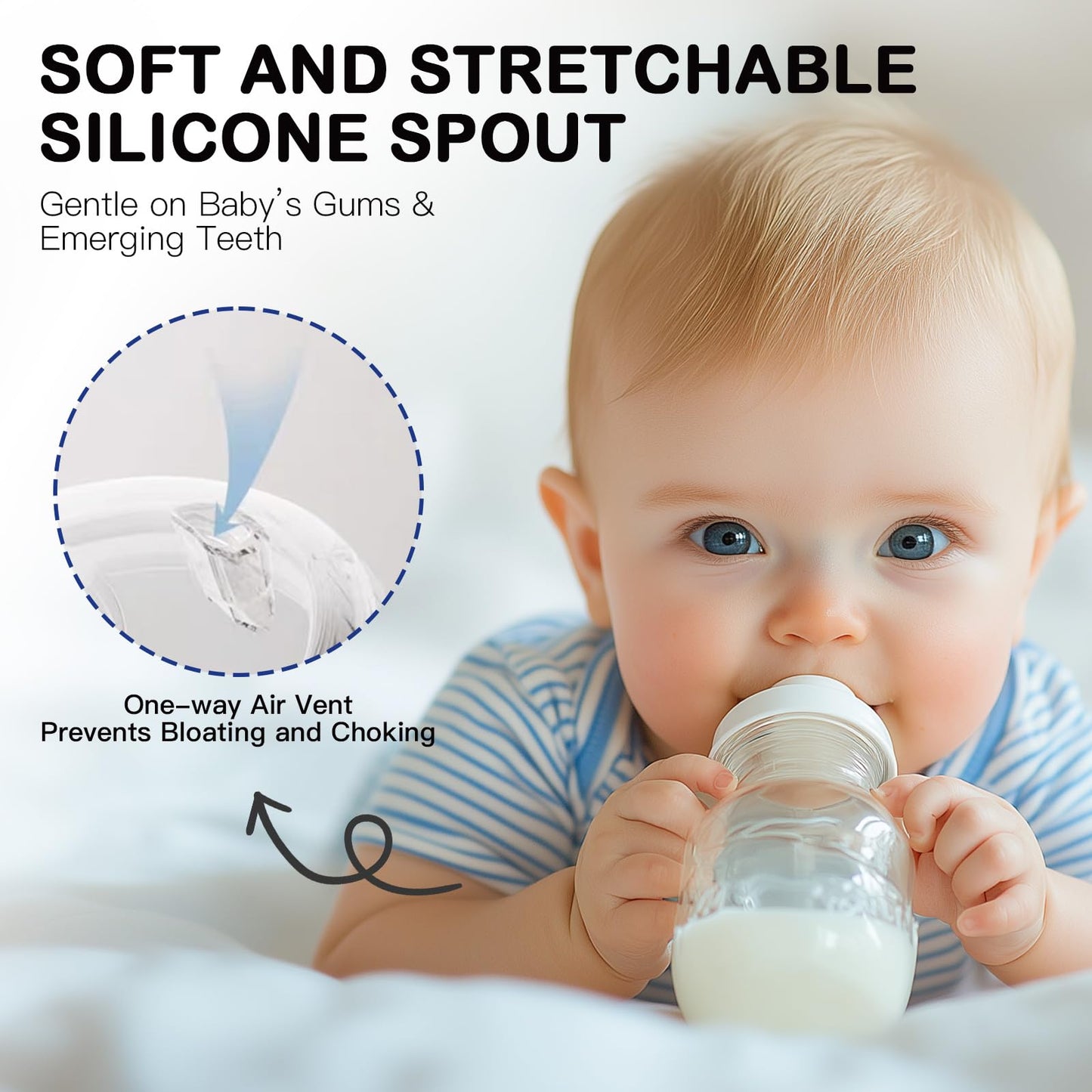 Straw Transition Cup Conversion Kit For Comotomo Baby Bottles, Soft Straw Top And Weighted Sippy Cup Kit With Handles, Set Of 3