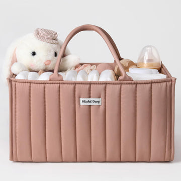 Blissful Diary Baby Diaper Caddy Organizer, Baby Shower Basket For Girls, Gift For Newborn Essentials, Baby Registry Must Have,
