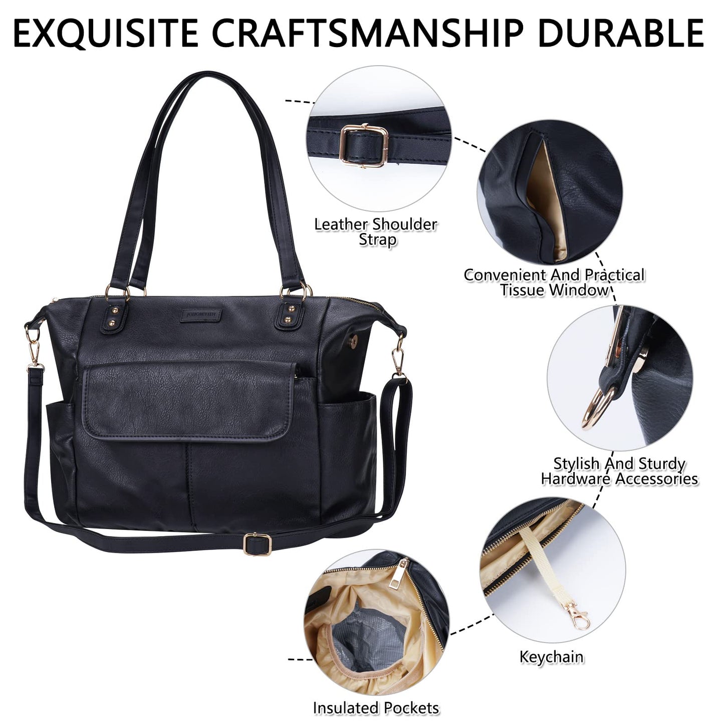 Johomviin Diaper Bag Tote Fashion Leather Diaper Bag Backpack With 13 Pockets For Mom Dad, Large Travel Baby Bag Purse For Boys