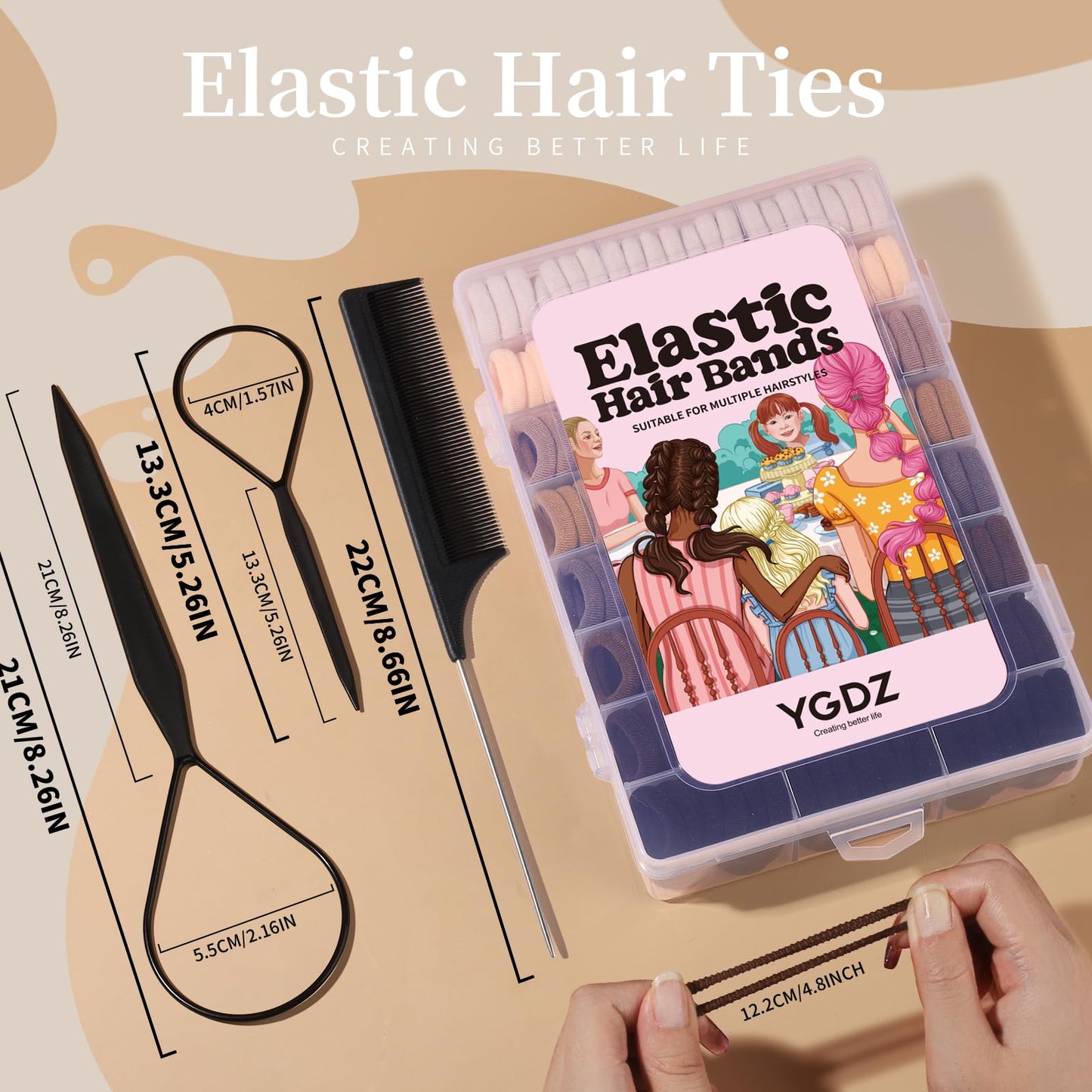 Ygdz Baby Hair Ties, 280 Pcs Hair Accessories For Girls, Toddler, Kids, Cotton Elastics Hair Bands With Organizer Box, Seamless