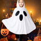 Oskiner Ghost Costume For Kids,White Ghost Poncho Hooded Cape With Pumpkin Bag,Spooky Halloween Costume For Girls
