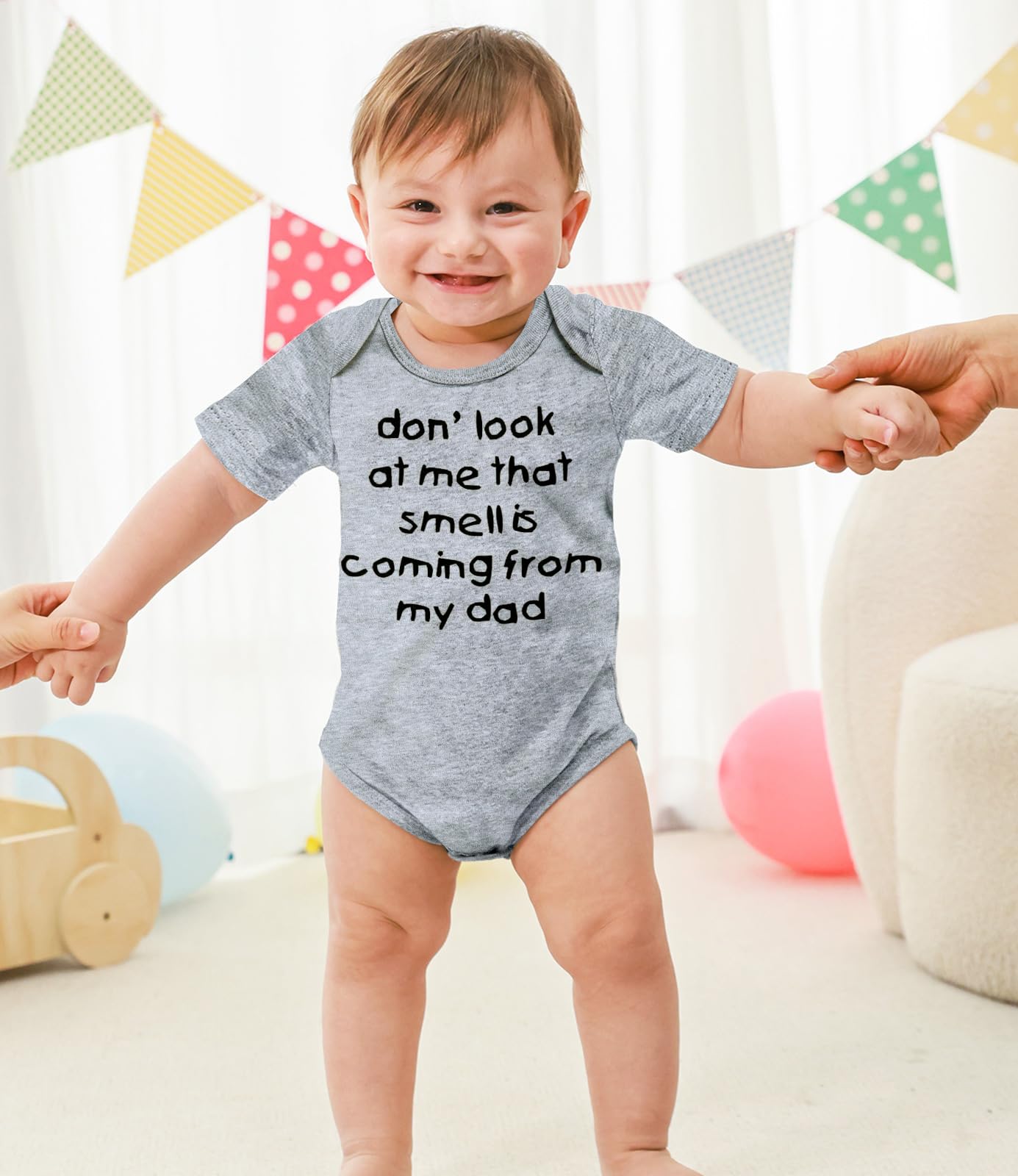 Unicomidea Newborn Rompers Baby One-Piece Infant Cotton Short-Sleeve Bodysuit Cool Letter Of Dont Look At Me That Smell Is Comin