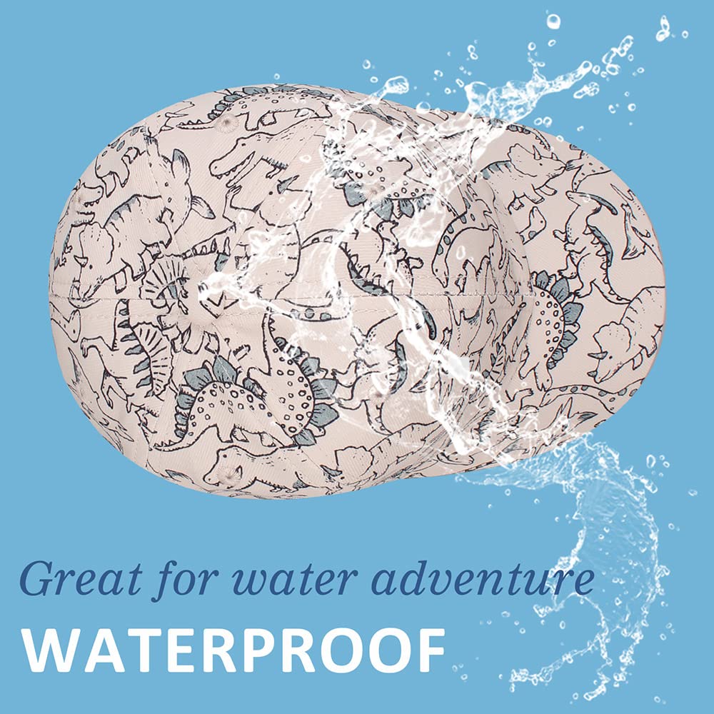 Yuoahcn Kids Unisex Dinosaur Hat Waterproof Quick-Dry Baseball Caps Boys Girls Toddler Cap Spring Summer Beach Hats 2-4Y (Beige)