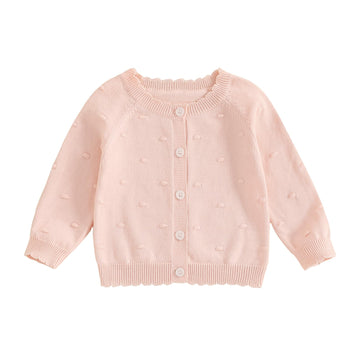 Infant Baby Girl Cardigan Sweater Long Sleeve Button Up Knit Sweatshirt Jacket Toddler Baby Girl Fall Outfits (Pink, 3-4 Years)