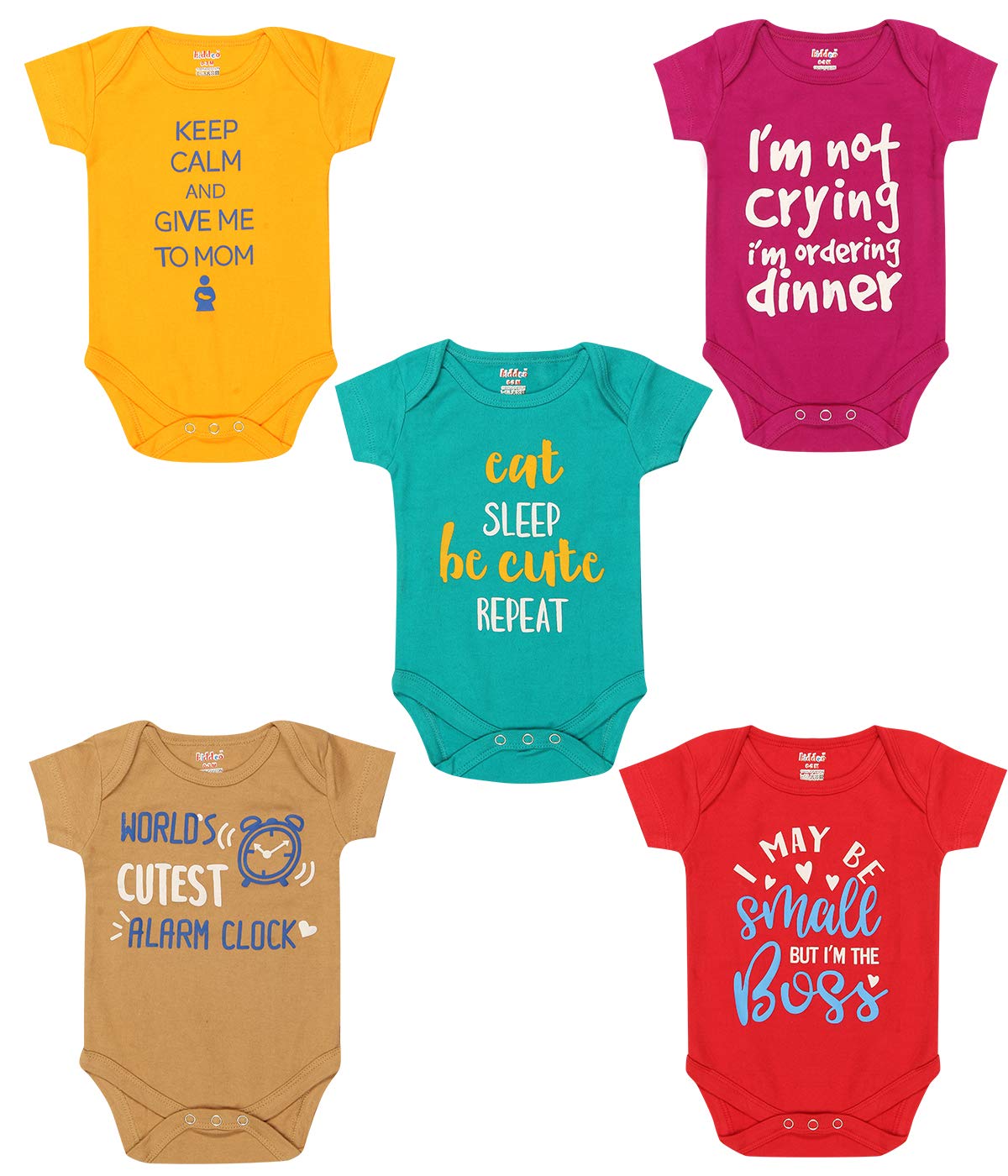 Kiddeo Baby Boys And Baby Girls Bodysuit (03)(Pack Of 5) (36 Months)