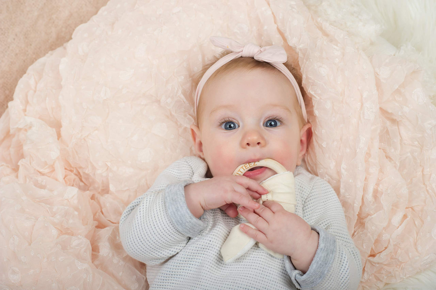 MITTEEZ Wood Baby Organic Wooden Teether with Absorbent Cloth (Natural)