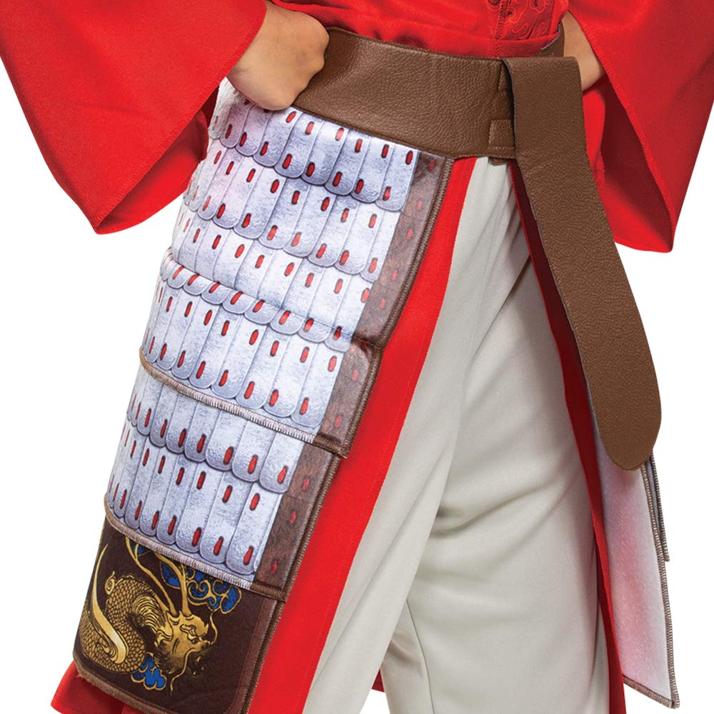 Mulan Costume For Girls, Deluxe Disney Live Action Movie Hero Dress Up Character Outfit, Kids Size Medium (7-8) Red