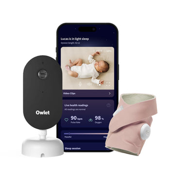 Owlet Dream Duo (Gen 3) Smart Baby Monitor All-in-One Bundle - 2K HD Video Baby Monitor with Alerts & Owlet Dream Sock Tracks Ba