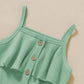 2 Year Old Girl Clothes Summer Toddler Baby Strap Sleeveless One Piece Romper Casual Summer Jumpsuit, Green Suspender Clothes 2-