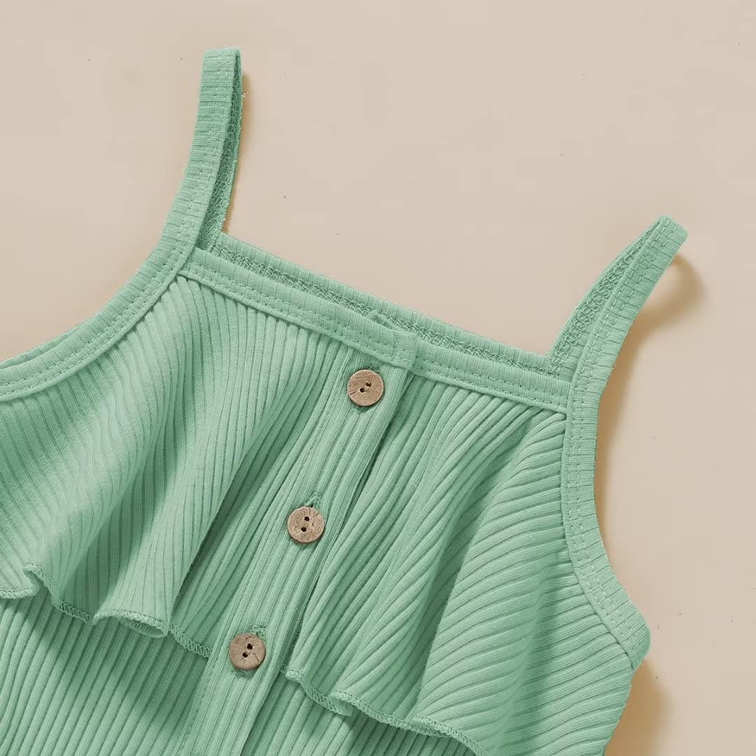 2 Year Old Girl Clothes Summer Toddler Baby Strap Sleeveless One Piece Romper Casual Summer Jumpsuit, Green Suspender Clothes 2-