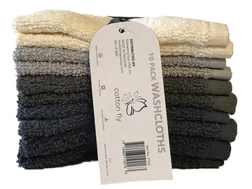100% Ultra Soft Cotton WashCloth(10Pack,Size 12 x 12 Inch) Soft and Absorbent, Machine Washable, Assorted Colors