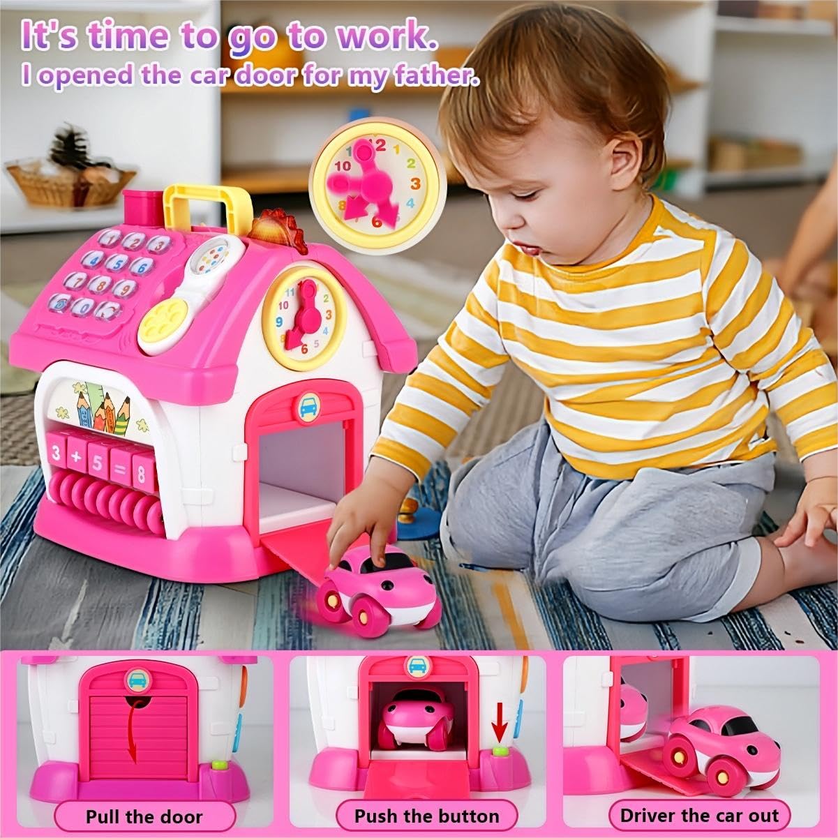 OKREVIEW Toys for 1+ Year Old Girls - Montessori Musical Toys for Toddlers Age 1-2, 8-in-1 Multi-Functional House Toys with Soun