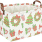 Essme Rectangular Christmas Tree Basket with Handles - Empty Candy Basket for Kids Room Decor, Boys and Girls, Party Gift