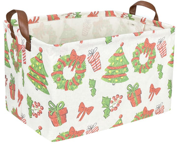 Essme Rectangular Christmas Tree Basket with Handles - Empty Candy Basket for Kids Room Decor, Boys and Girls, Party Gift