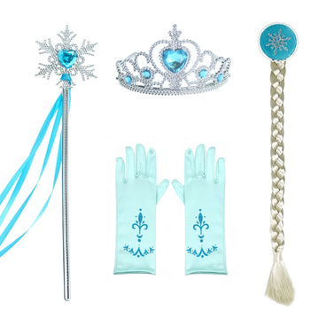 Party Chili Princess Costumes Birthday Dress Up For Little Girls With Crown,Mace,Gloves Accessories 4T 5T Years(120Cm)