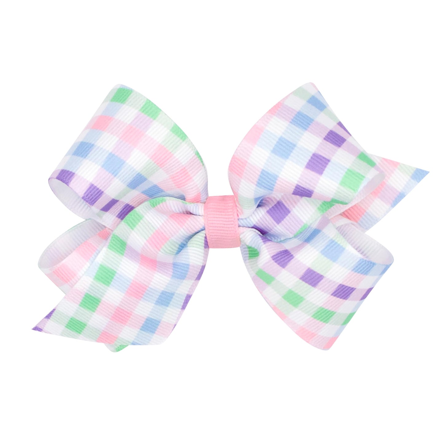 Wee Ones Girls' Easter Print Grosgrain Hair Bow On Wee Stay No-Slip Clip, Handmade, Medium, Spring Gingham Print