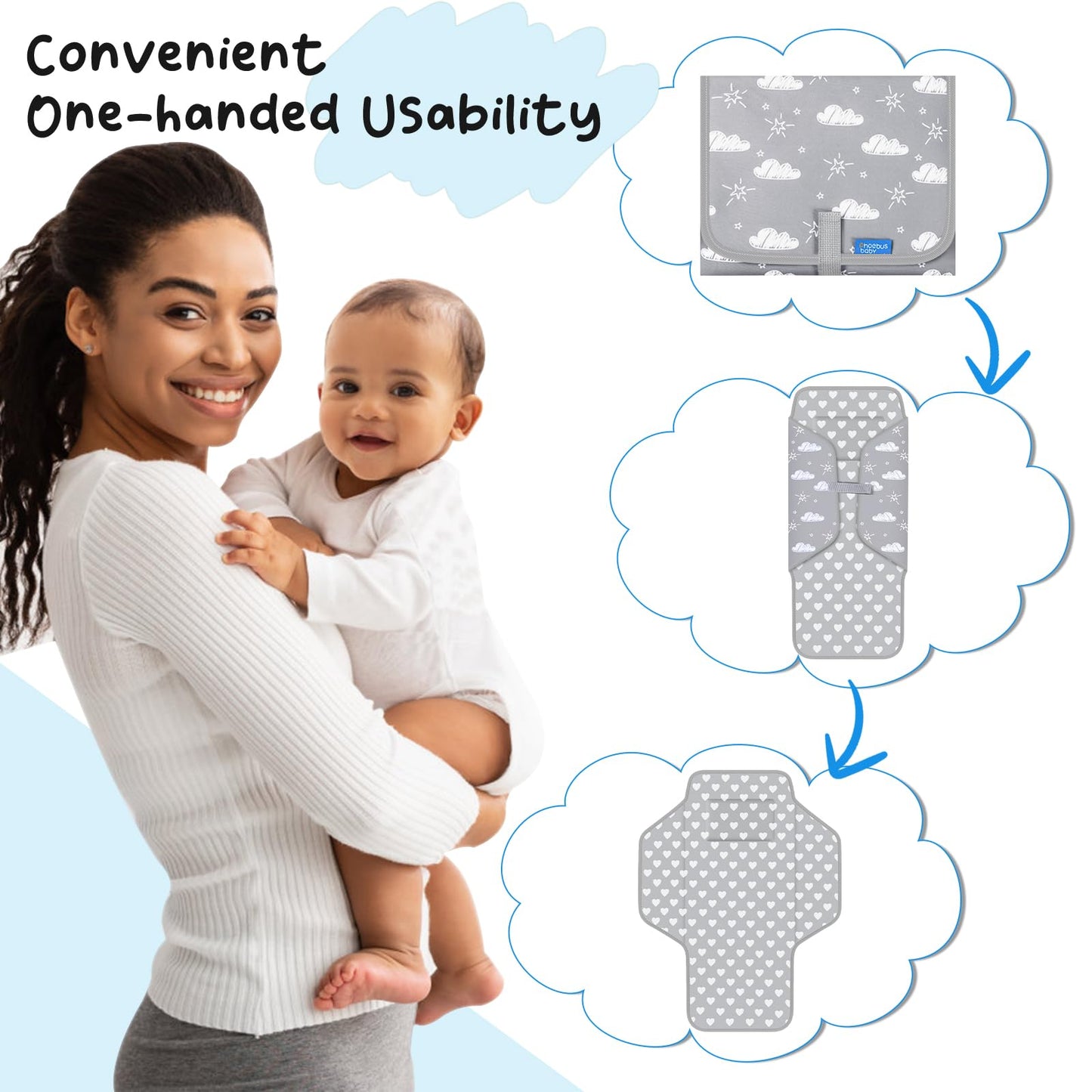 Phoebus Baby Portable Changing Pad Travel - Waterproof Compact Diaper Changing Mat With Built-In Pillow - Lightweight & Foldable