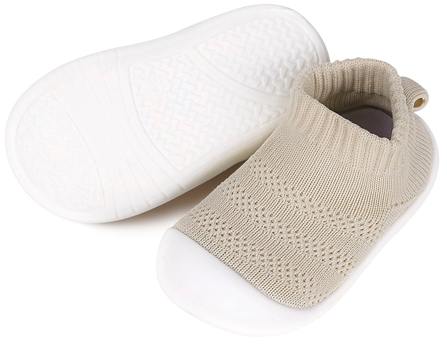 Baby Socks Boys Girls Breathable Walking Shoes Toddler Slippers Infant Shoes Toddle Sneaker With Soft Rubber Sole,Khaki-2